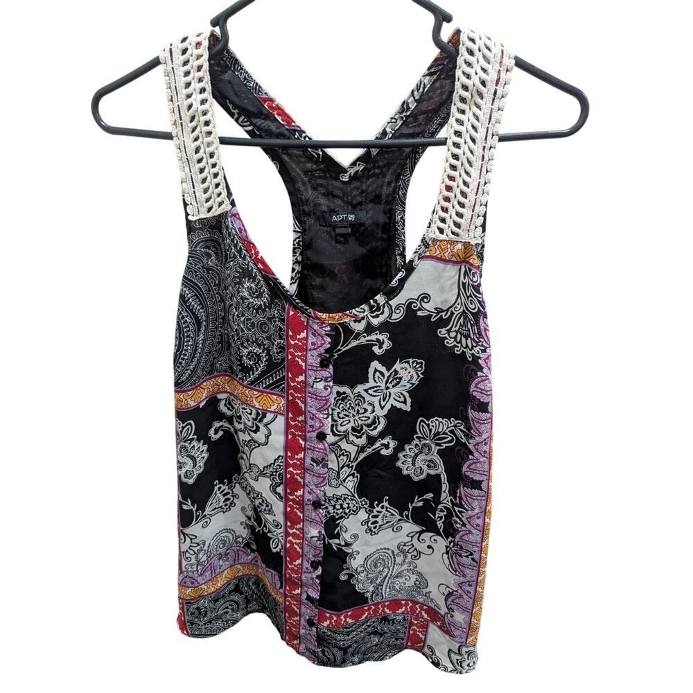 Apt. 9 Women's Size Medium crochet tback Tank top woven geometric Shirt Camisole